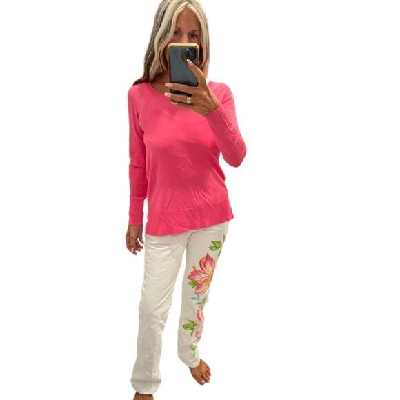 Tahari Candy Pink Viscose Blend long Sleeve Sweater.Size S - Picture 1 of 11